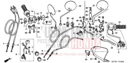 LEVIER DE GUIDON/COMMUTATEUR/CABLE XR400R4 de 2004